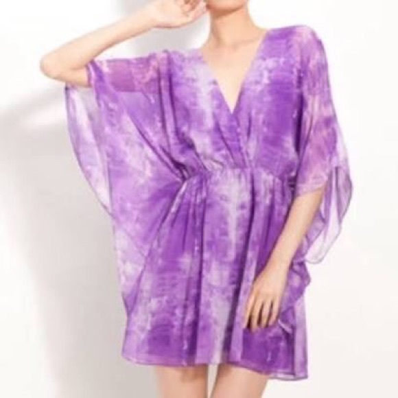 Alice + Olivia Purple Watercolor Dress - Picture 3 of 8